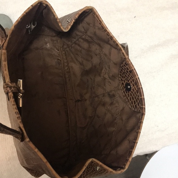 Longchamp Tan Brown Roseau Croc Embossed Leather Toggle Shopper Top Handle Bag - Picture 12 of 16